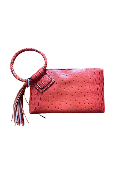 Orange croc wristlet